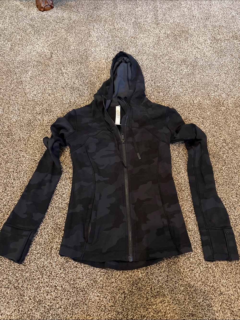 Black Camo Zip-Up Hooded Jacket